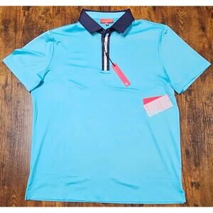 Redvanly PUREpoly Monroe Polo Curaçao Blue Golf Shirt Size Large NWT